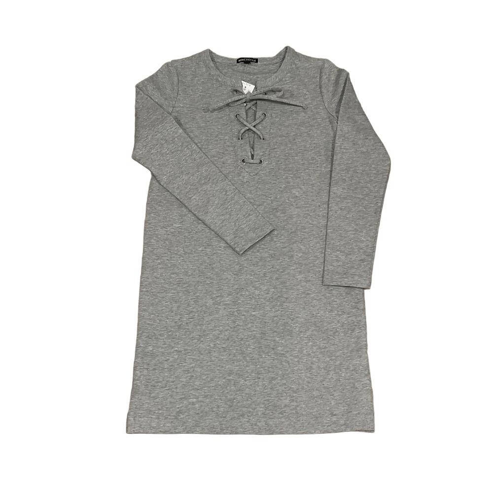 J Crew Mercantile, Gray Lace up‎ Oversized Sweatshirt Dress, Size XXS, KB138